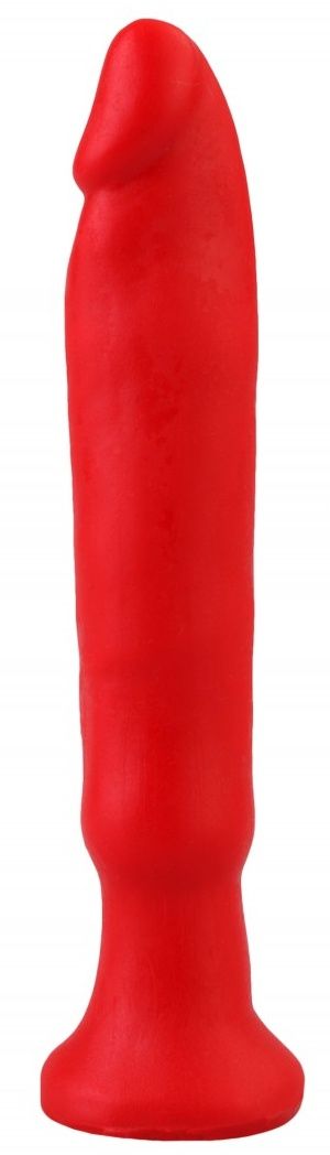 Красный анальный стимулятор без мошонки - 14 см.-