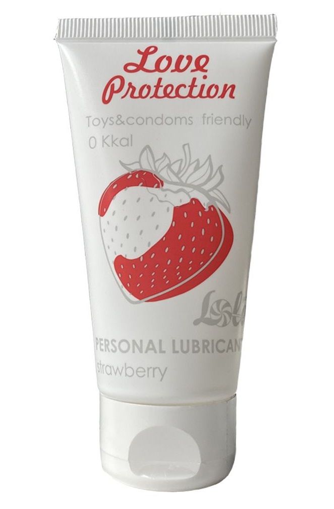 Лубрикант на водной основе с ароматом малины Love Protection Strawberry - 50 мл.-