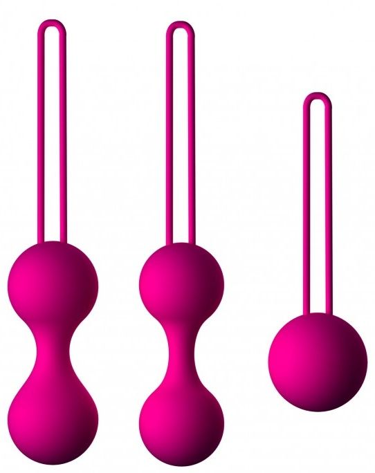 Набор из 3 вагинальных шариков Кегеля розового цвета-