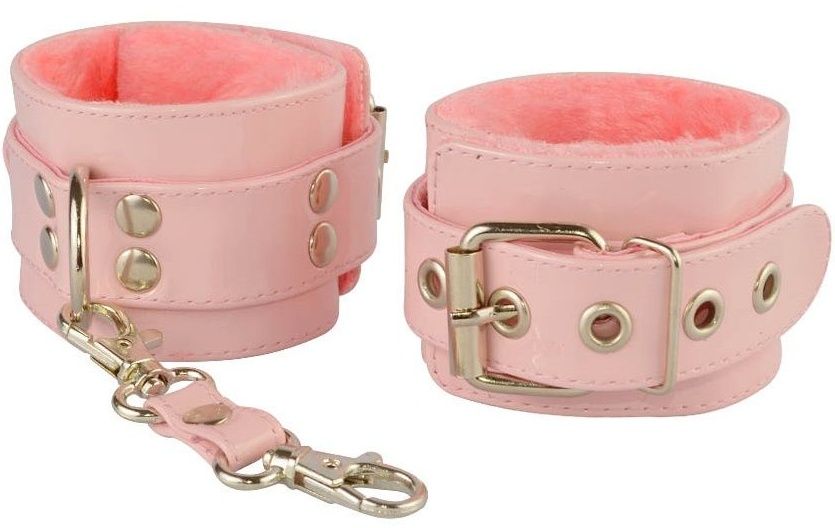 Нежно-розовые наручники с меховым подкладом-