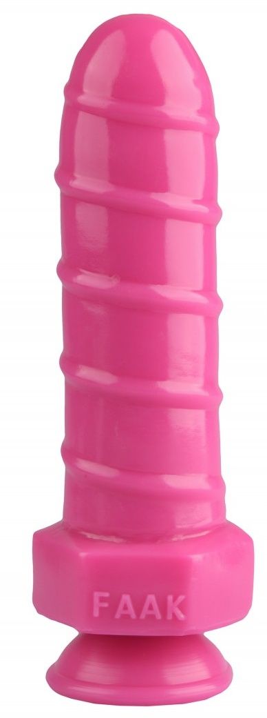 Розовая анальная втулка в виде болта - 21 см.-