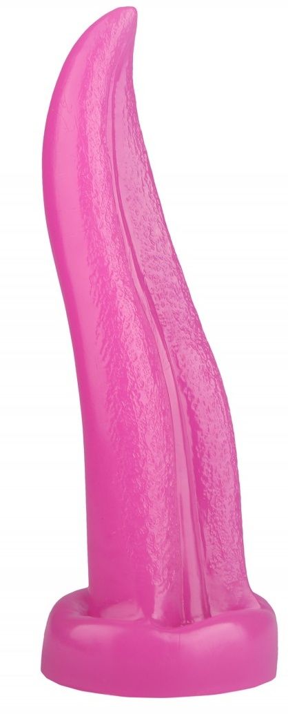 Розовая изогнутая анальная втулка-язык - 21 см.-