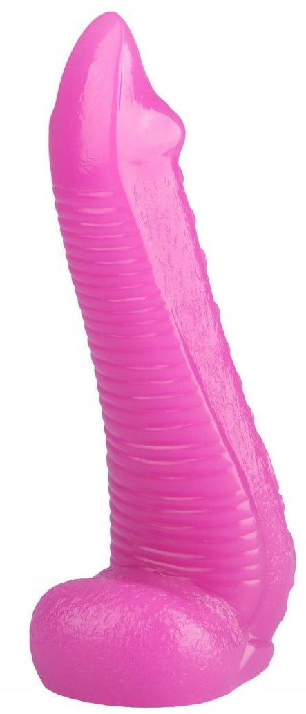 Розовая рельефная реалистичная анальная втулка - 22 см.-