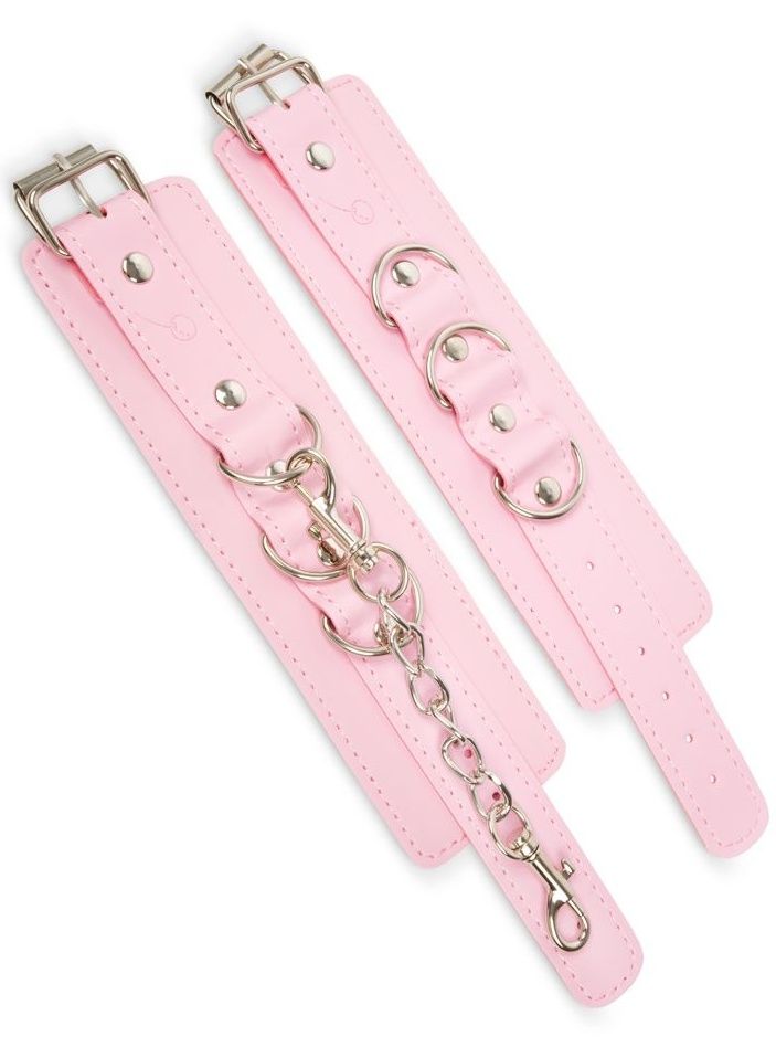Розовые наручники с регулировкой на цепочке-