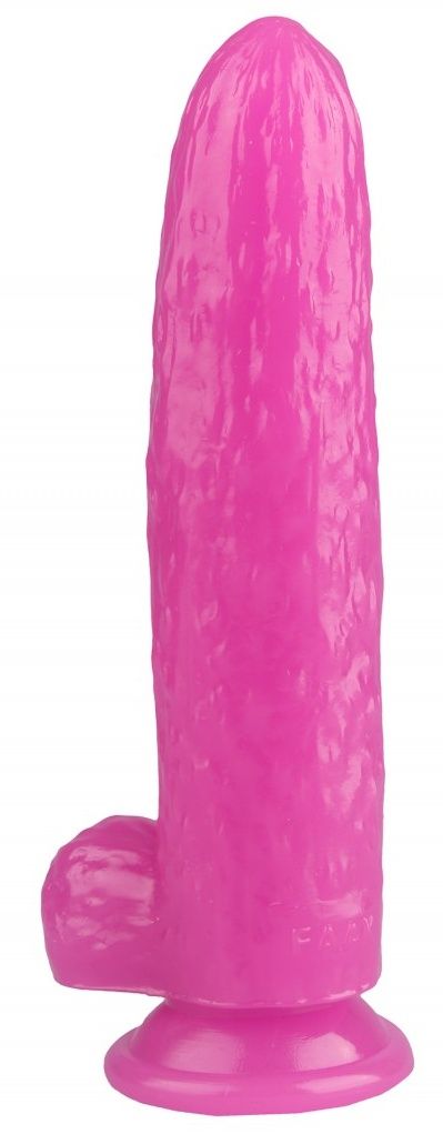 Розовый фаллоимитатор-огурец на присоске - 25 см.-