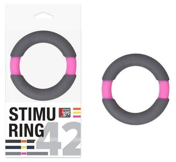 Серо-розовое эрекционное кольцо на пенис Neon Stimu-