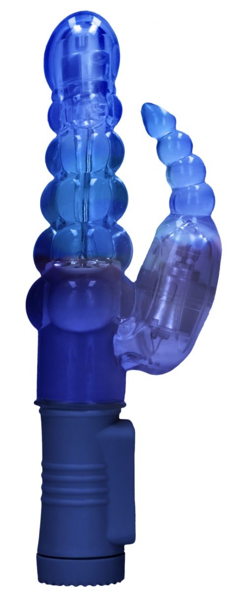 Синий вибратор-кролик Rotating Bubbles - 23