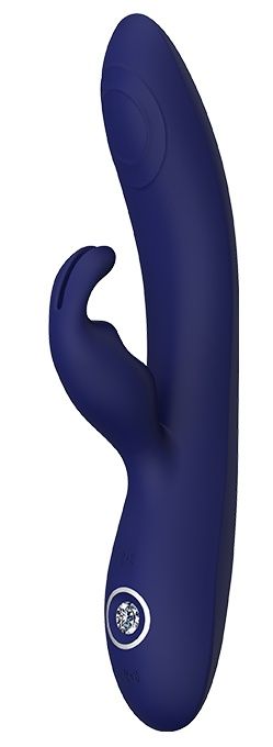 Синий вибромассажер-кролик THEMIS - 22 см.