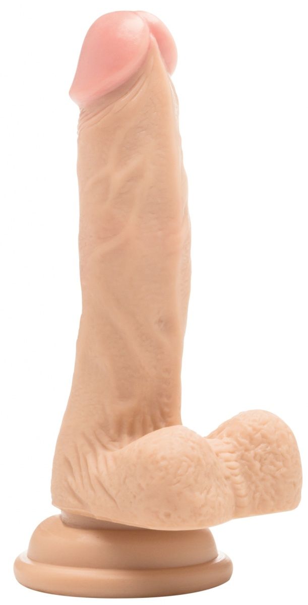 Телесный фаллоимитатор Realistic Cock With Scrotum 7 Inch - 18 см.-