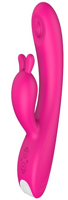 Ярко-розовый вибромассажер-кролик TAPPING BUNNY - 21
