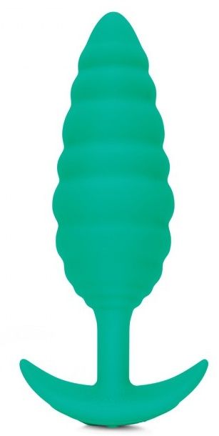 Зеленый ребристый анальный виброплаг Twist - 15