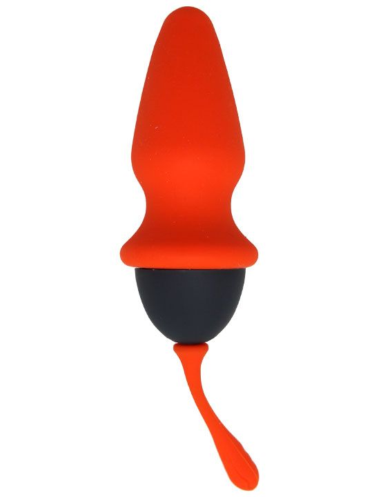 Оранжево-черная анальная пробка - 8 см.