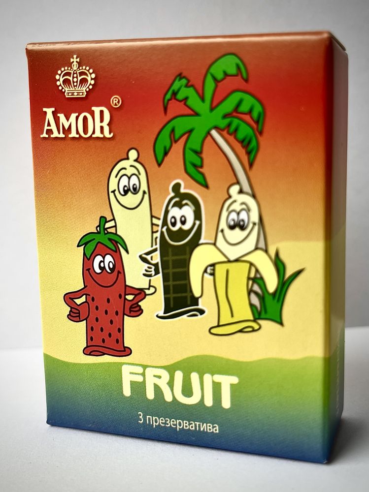 Ароматизированные презервативы AMOR Fruit Яркая линия - 3 шт.