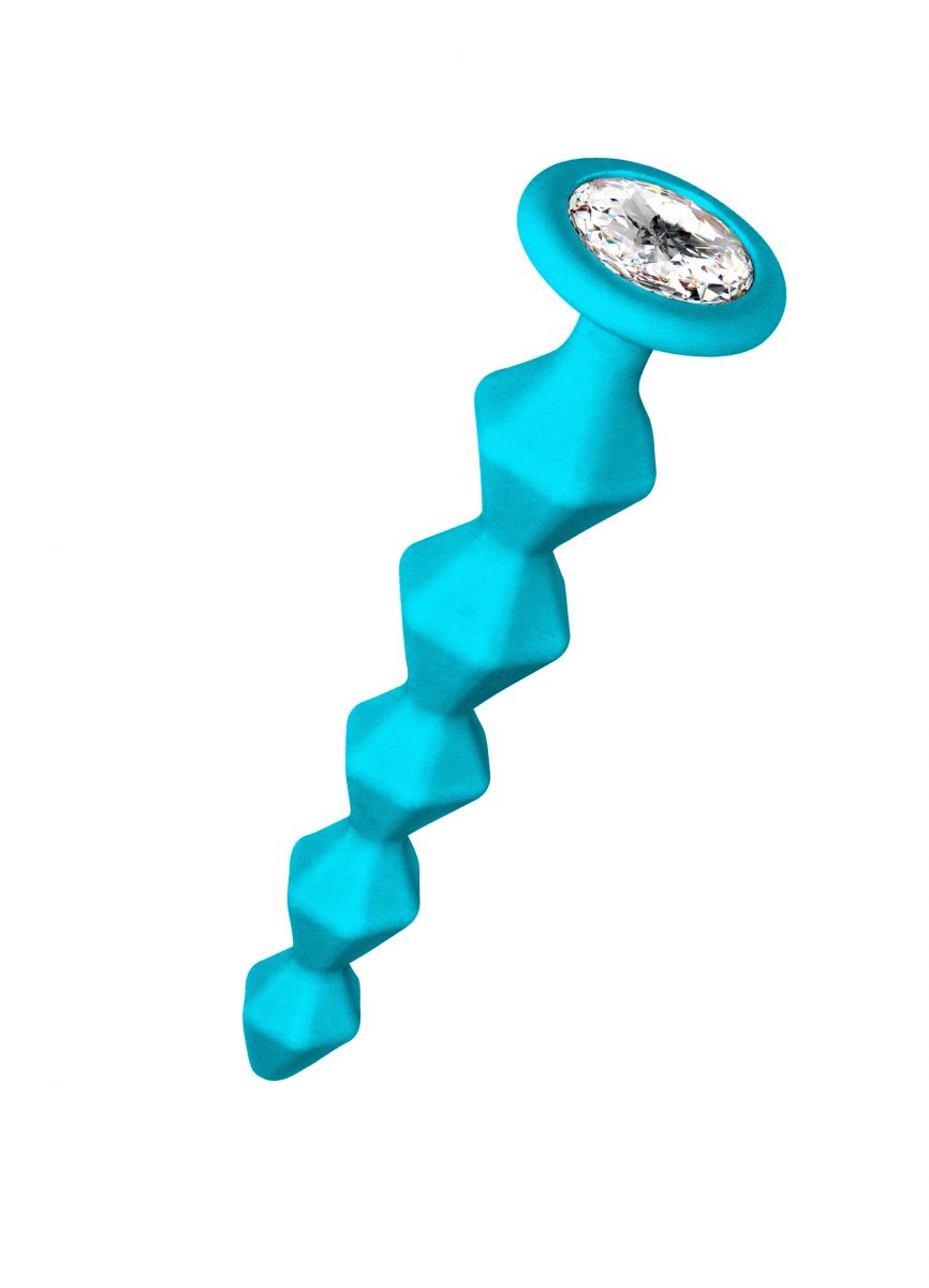 Бирюзовая анальная цепочка с кристаллом Buddy - 17
