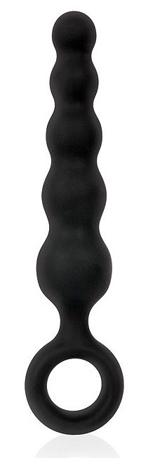 Черный анальный стимулятор-елочка с ограничительным колечком - 8
