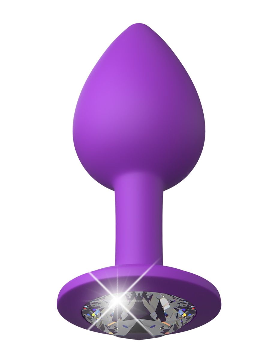 Фиолетовая анальная пробка с прозрачным стразом Her Little Gems Small Plug - 7