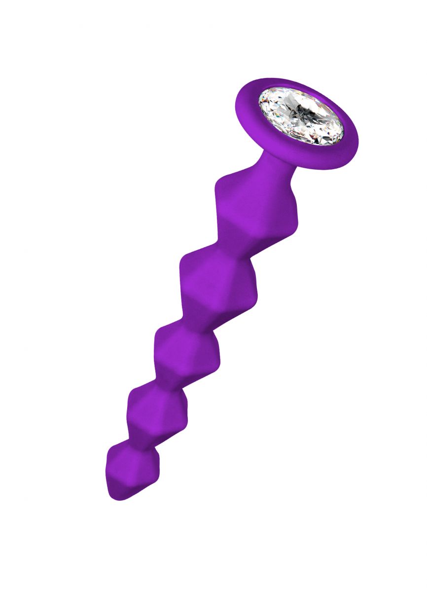 Фиолетовая анальная цепочка с кристаллом Buddy - 17