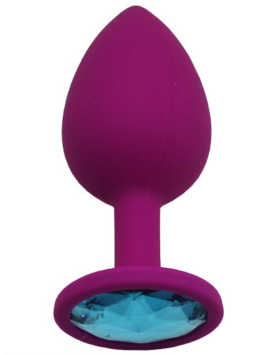 Пурпурная анальная пробка с голубым кристаллом - 8