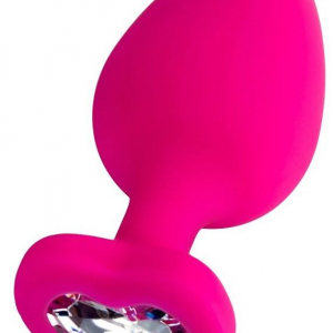 Розовая анальная втулка Diamond Heart с прозрачным кристаллом - 9