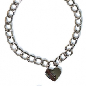 Серебристый ошейник Embrace с ключиком