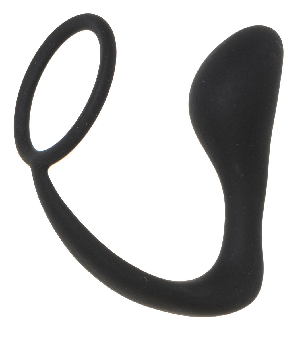 Черное эрекционное кольцо с анальным стимулятором в форме капли