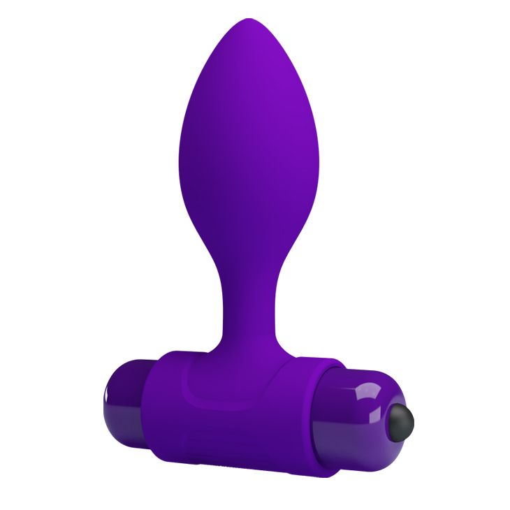Фиолетовая анальная пробка с мощной вибрацией Vibra - 8