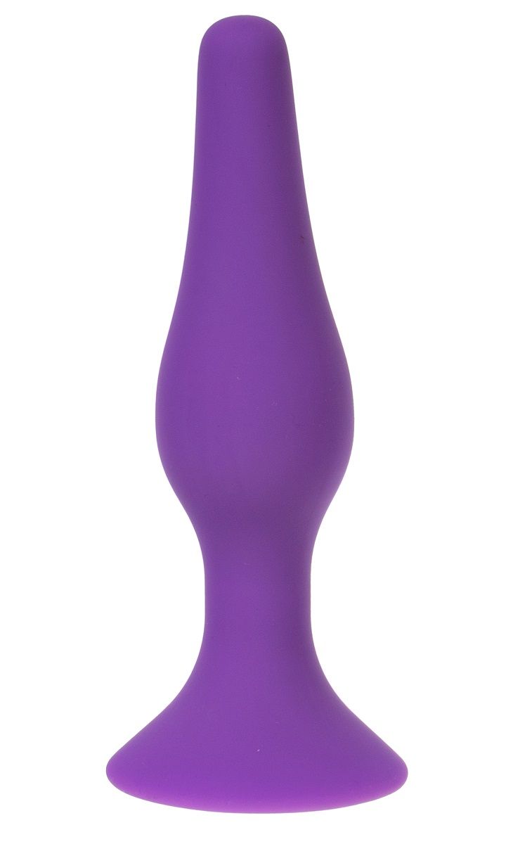 Фиолетовая силиконовая анальная пробка размера L - 12