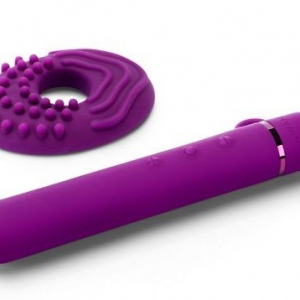 Фиолетовый мини-вибратор Le Wand Baton с текстурированной насадкой - 11