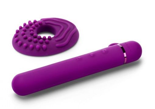 Фиолетовый мини-вибратор Le Wand Baton с текстурированной насадкой - 11