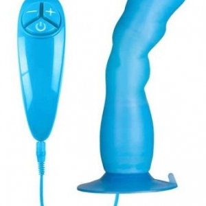 Голубой вибратор для G-точки BUNNY ICY - 18 см.
