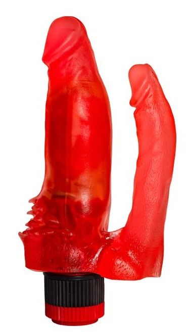 Красный анально-вагинальный вибратор №11 - 15