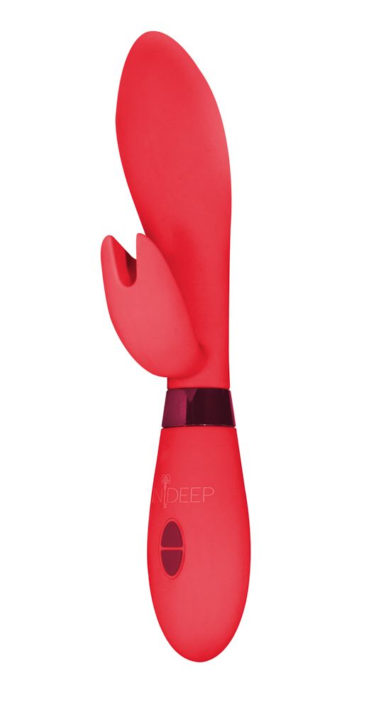 Красный вибратор Leyla с клиторальным отростком - 20