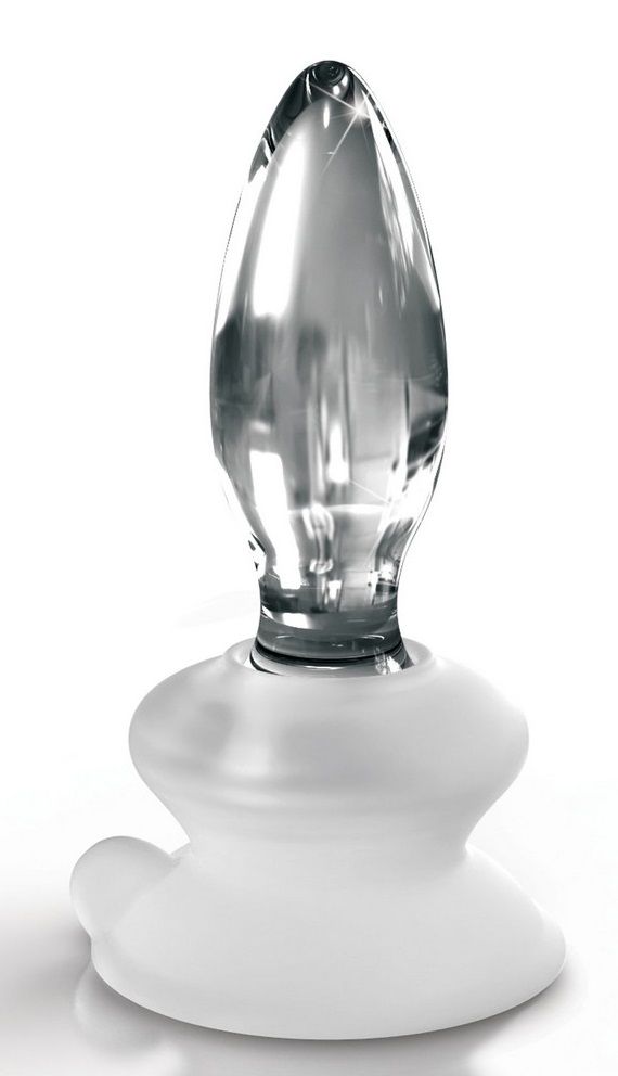Прозрачная стеклянная пробка Icicles №91 с силиконовой присоской - 10 см.