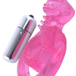 Розовая вибронасадка со стимулятором клитора  Язычок