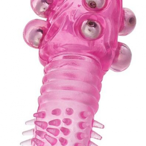 Стимулирующая розовая насадка с шишечками и шипами - 13