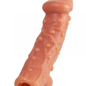 Телесная насадка на фаллос с отверстием для мошонки Cock Sleeve 002 Size M - 15