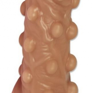 Телесная насадка с бугорками и открытой головкой Nude Sleeve M - 12 см.
