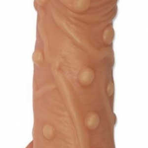 Телесная насадка с пупырышками и открытой головкой Nude Sleeve L - 14 см.