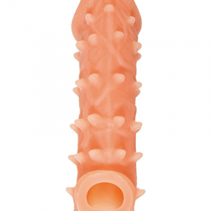 Телесная закрытая насадка с пупырышками Cock Sleeve 005 Size M - 15