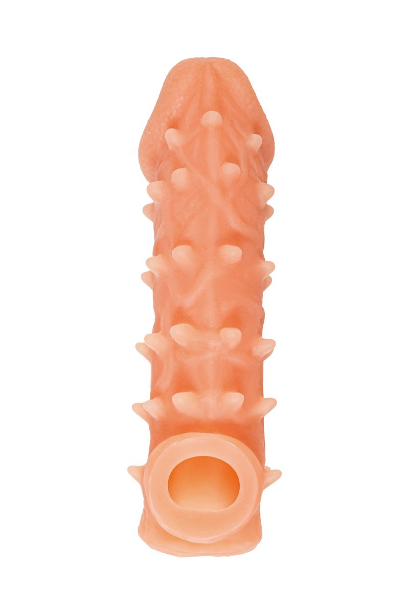 Телесная закрытая насадка с пупырышками Cock Sleeve 005 Size M - 15
