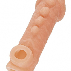 Телесная закрытая насадка с шишечками Cock Sleeve 008 Size L - 17