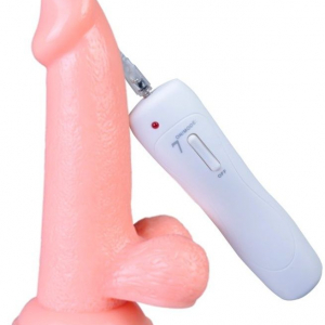 Телесный вибратор Vibrating Dong with Balls - 14 см.