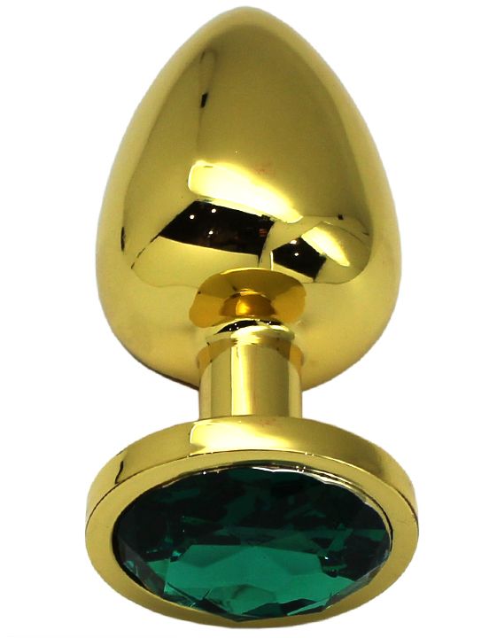 Золотистая анальная втулка с изумрудным кристаллом - 9
