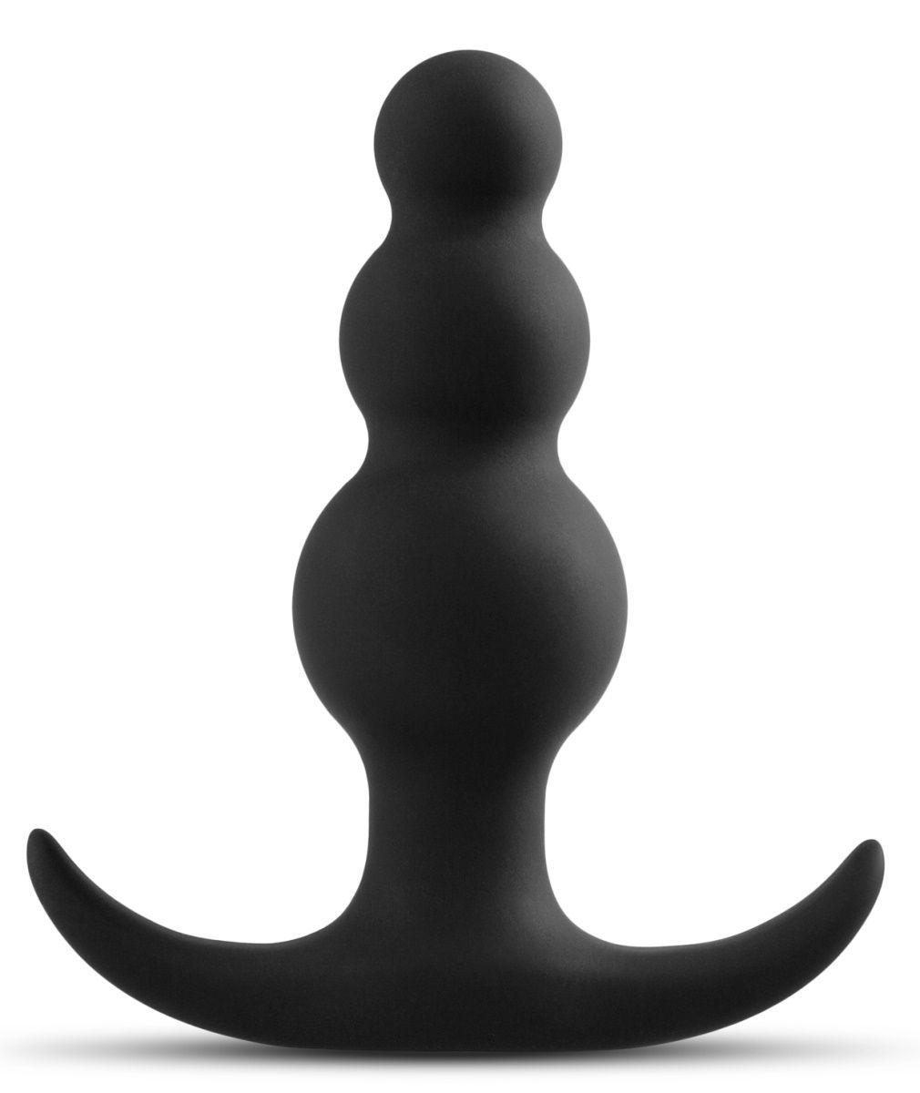 185522 Чёрная фигурная анальная пробка Beaded Plug - 7,6 см.