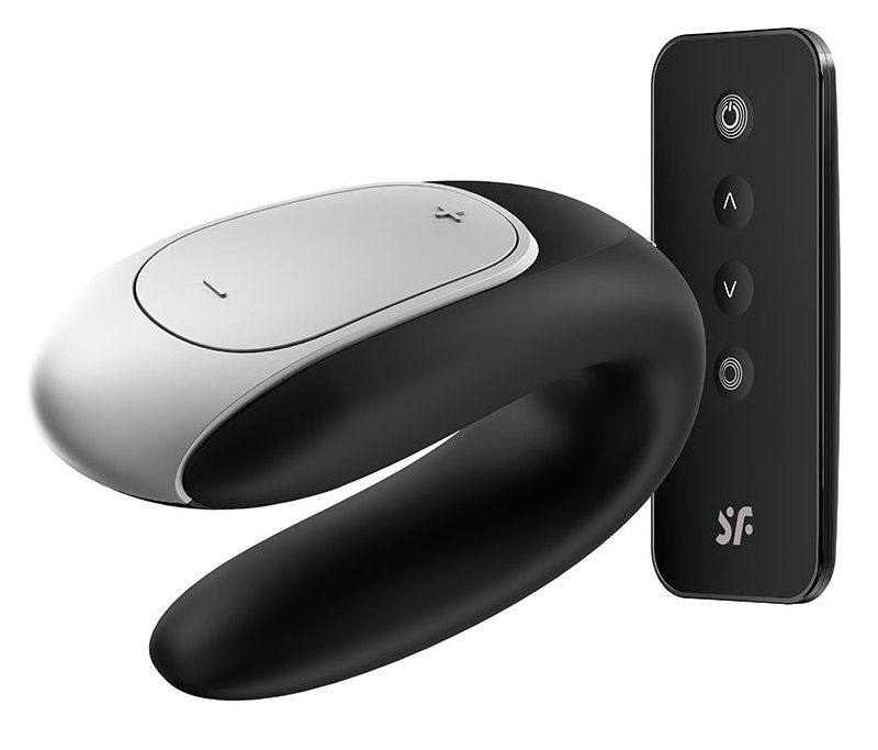 200689 Чёрный вибромассажёр для пар Satisfyer Double Fun