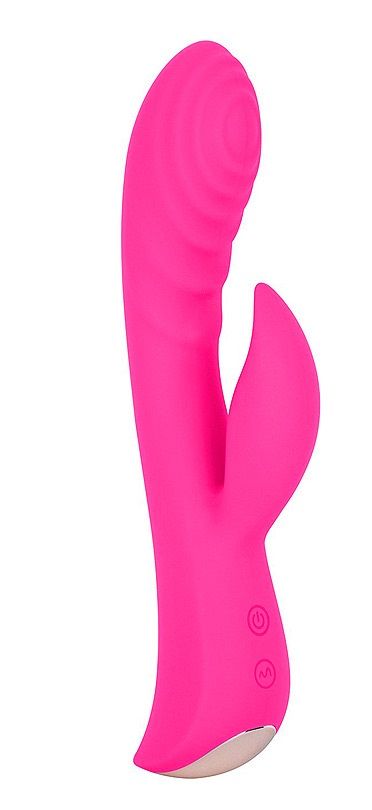 202246 Ярко-розовый вибромассажер-кролик 5 Silicone Ripple Passion - 19,1 см.