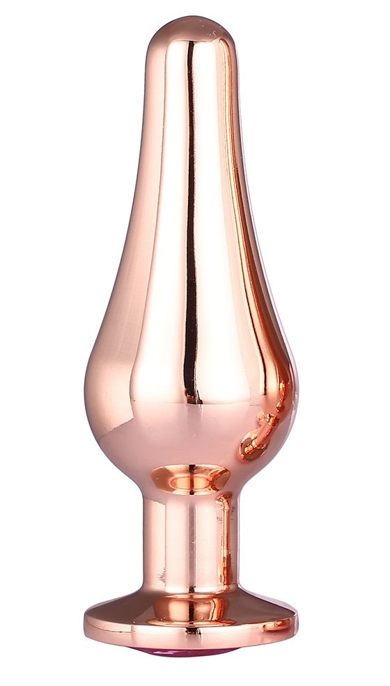 225366 Золотистая анальная пробка с кристаллом Rose Gold Pleasure Plug S - 9 см.