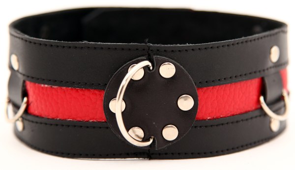 26278 Чёрный ошейник с красной полосой
