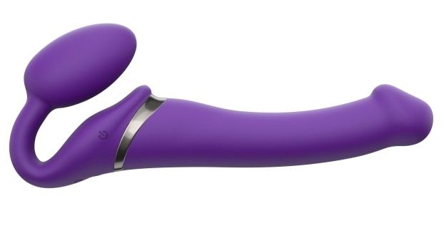 298064 Фиолетовый безремневой вибрострапон Vibrating Bendable Strap-On - size L