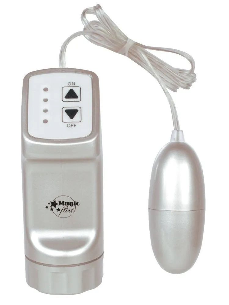 317129 Серебристое виброяйцо с пультом управления на проводе